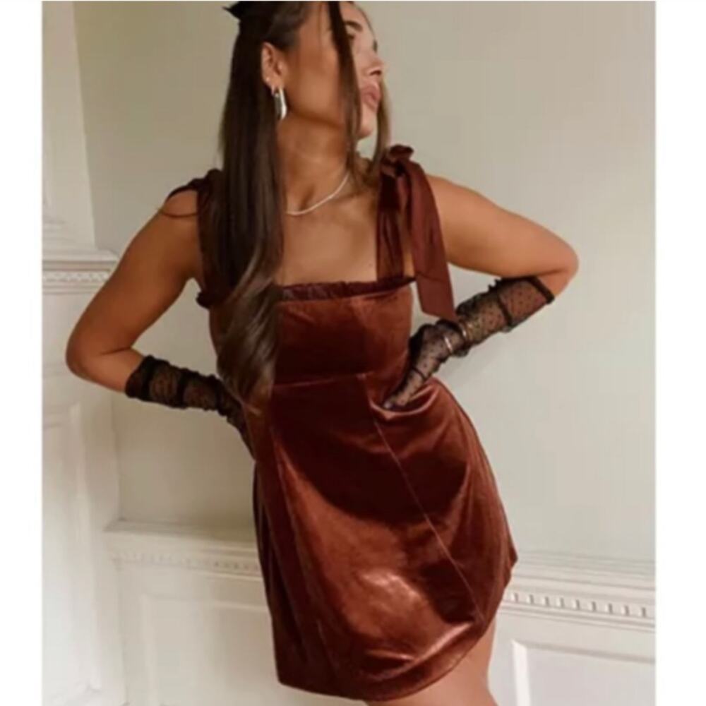 Danielle Bernstein Cooper Velvet Babydoll  Dress Size S